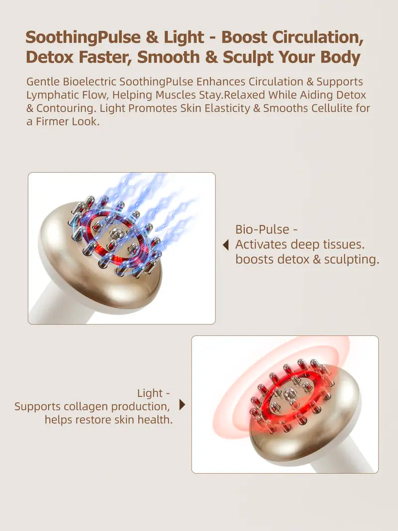 Pro Mini Massager for Lymphatic Detox & Pain Relief – 3-in-1 Pulse, Heat & Red Light Therapy, Portable Wellness Gift