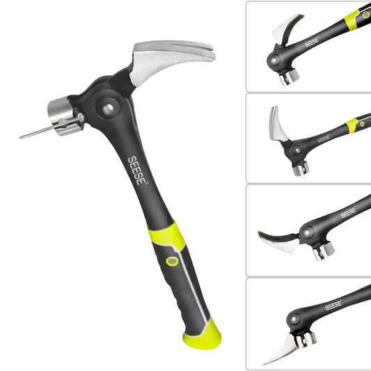 16oz Claw Hammer with Magnetic Nail Starter,Indexing Rip Claw,Forged Steel Head,Shock-Absorbing TPR Grip,Heavy Duty Framing & DIY Tool