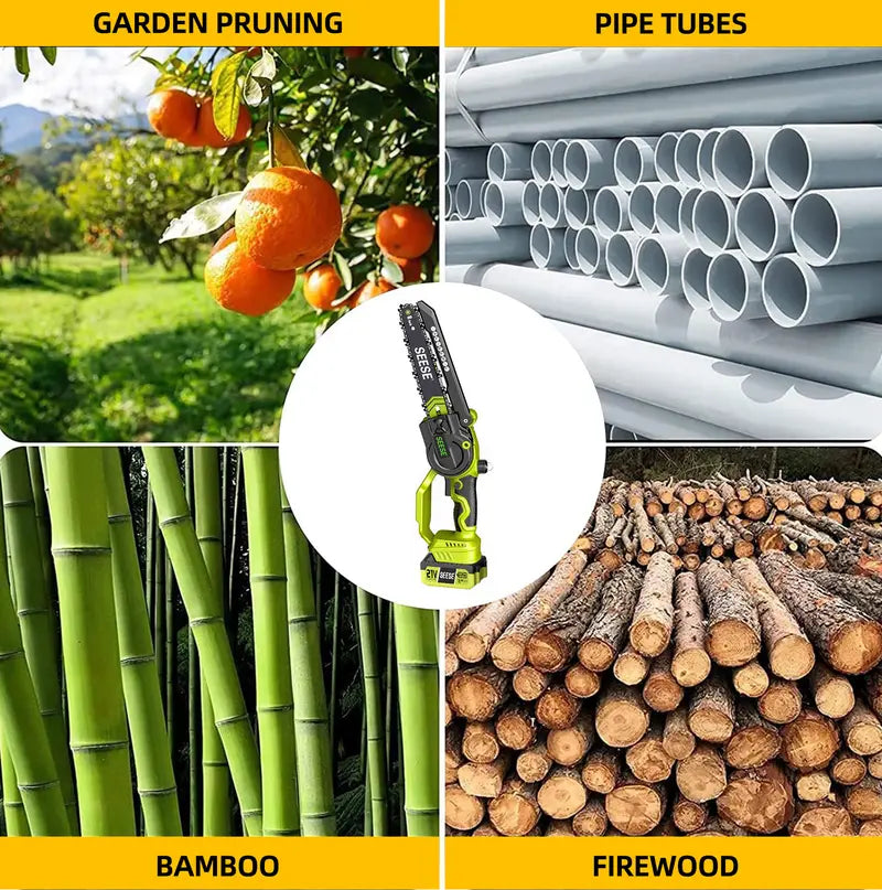 2 in 1 Cordless Pole Saw & Mini Chainsaw with 2 Batteries, Power Electric Polesaw for Tree Trimming, Chain Saw with Detachable Extension Pole, 15ft Reach, Limb Branch Cutter Pruner