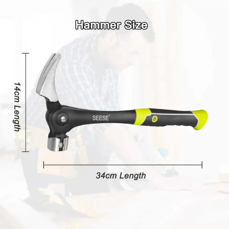 16oz Claw Hammer with Magnetic Nail Starter,Indexing Rip Claw,Forged Steel Head,Shock-Absorbing TPR Grip,Heavy Duty Framing & DIY Tool
