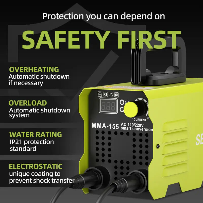 155Amp MINI Portable Welding Machine, AC 110/220V Smart Conversion, Compact and Lightweight Design, Ideal for Home, DIY Projects, Easy to Carry