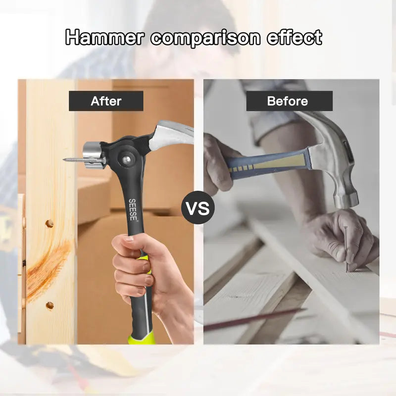 16oz Claw Hammer with Magnetic Nail Starter,Indexing Rip Claw,Forged Steel Head,Shock-Absorbing TPR Grip,Heavy Duty Framing & DIY Tool