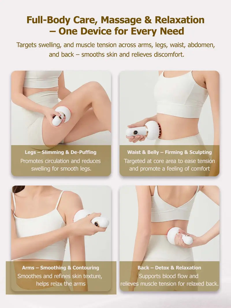 Rechargeable Handheld Massager: 2-in-1 Heat & Vibration for Lymphatic Drainage & Muscle Relief – Full Body Portable Design