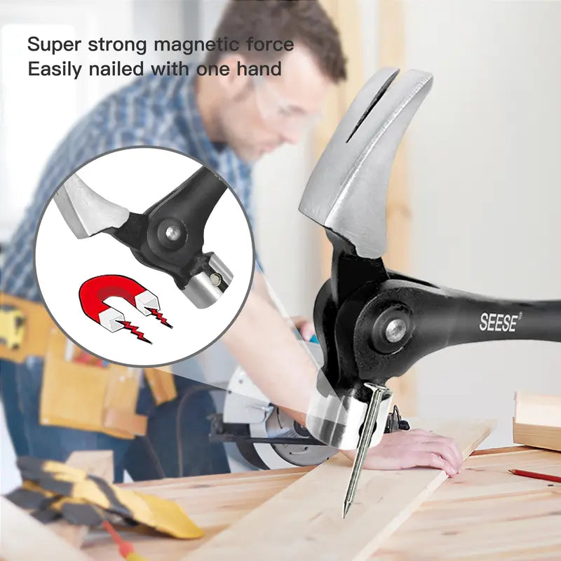 16oz Claw Hammer with Magnetic Nail Starter,Indexing Rip Claw,Forged Steel Head,Shock-Absorbing TPR Grip,Heavy Duty Framing & DIY Tool